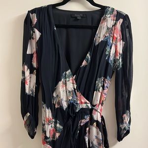 All Saints Blue Floral Wrap Dress - Size XS